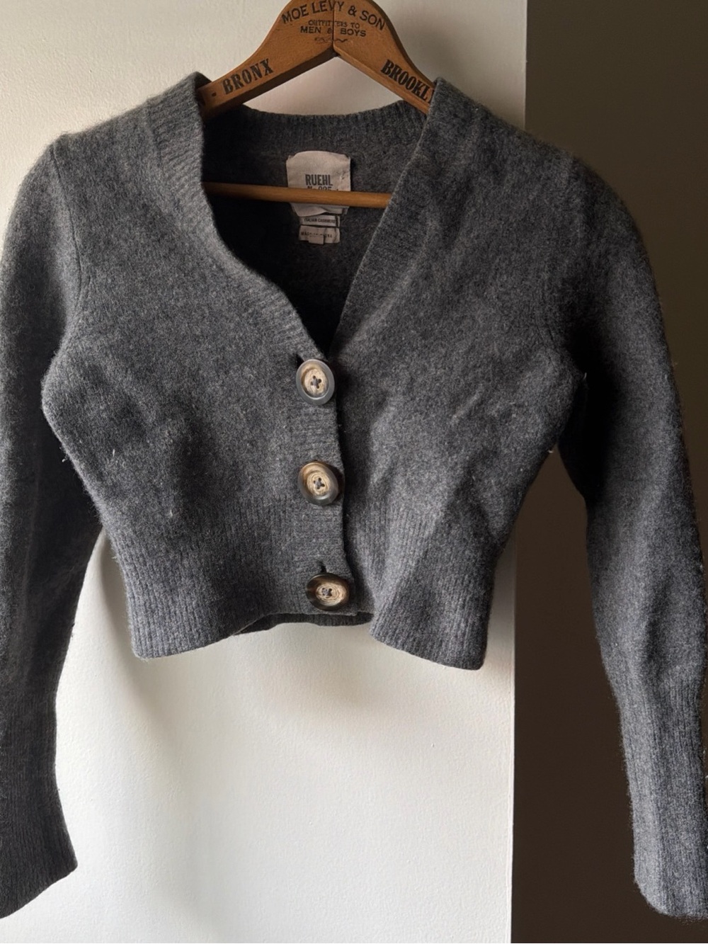 RUEHL 925 Italian Cashmere Cardigan Sweater Women’s Size L Gray Y2K Abercrombie